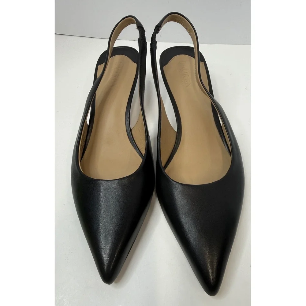 Lauren Ralph Lauren Lolah II Slingback Pump Black Burnished Calf Size 7 B